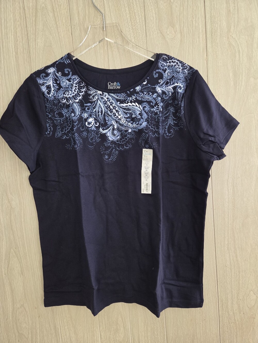 NWT Croft & Barrel Paisley Extra Soft Navy T-Shirt Tee XXL